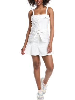 White Strapless Belted Ruffle Hem Dress